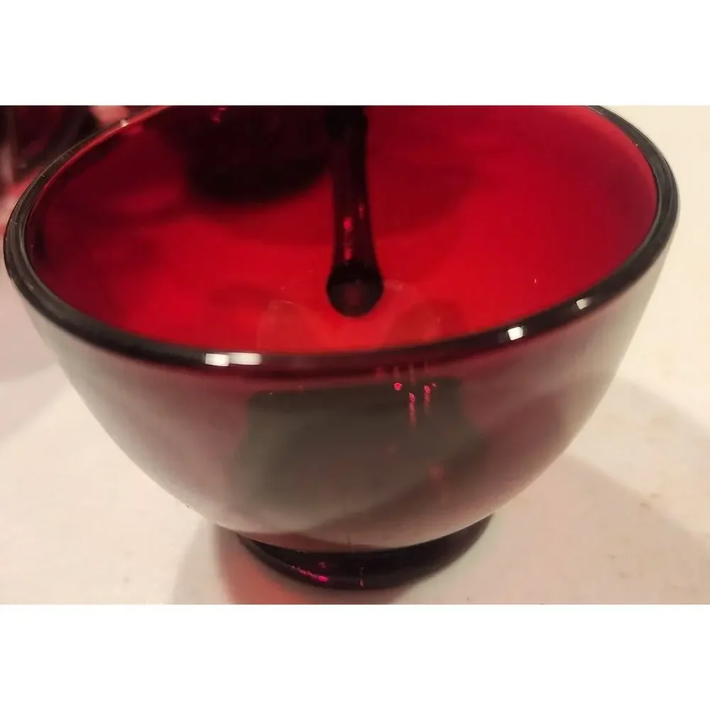 Vintage Arcoroc France Ruby Red Glass Punch Cups Set of 8 Pressed Holiday 2.5